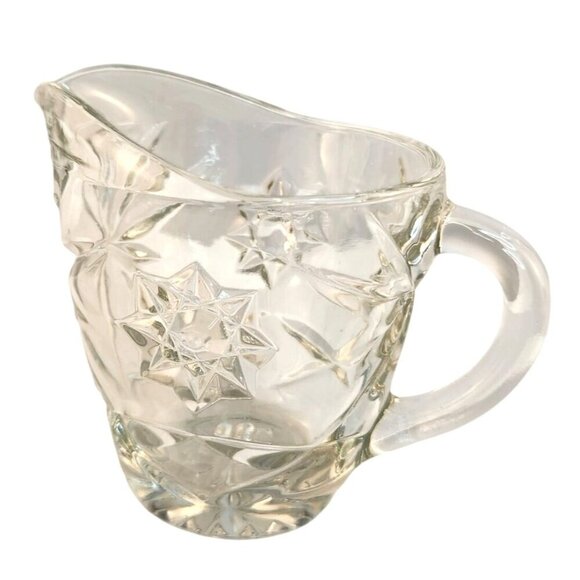Vintage Anchor Hocking Star Of David Clear Glass Creamer Pitcher Prescut Design - Picture 1 of 6